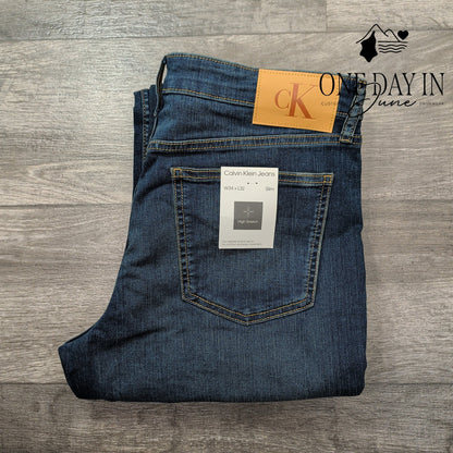 Calvin Klein Jeans Mens Slim Fit Aveon Blue Stretch Denim NWT $99 Size 34X32
