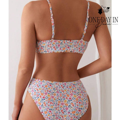 CharmLeaks Floral Crop Bikini Swimsuit Size S