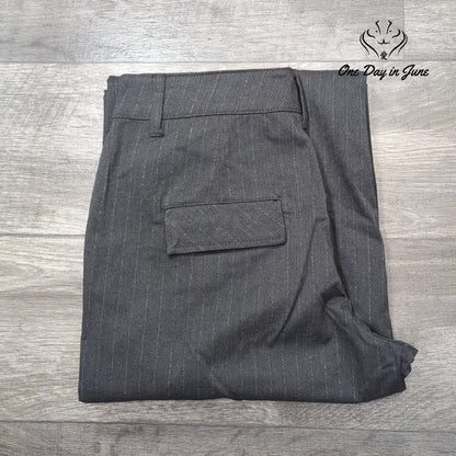 Tommy Hilfiger Metallic Pinstripe Wide Leg Cargo Pants Gray NWT Size 6