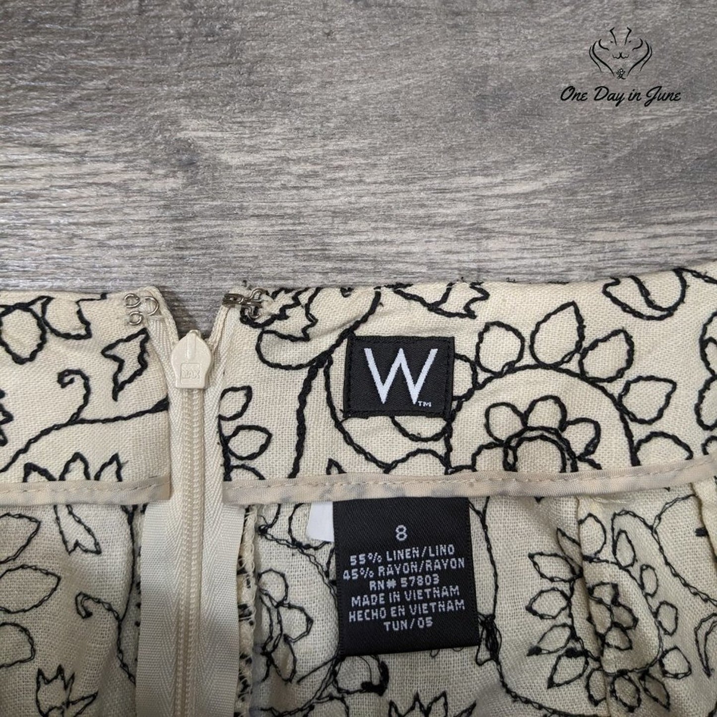 W Embroidered Linen Mini Skirt Size 8