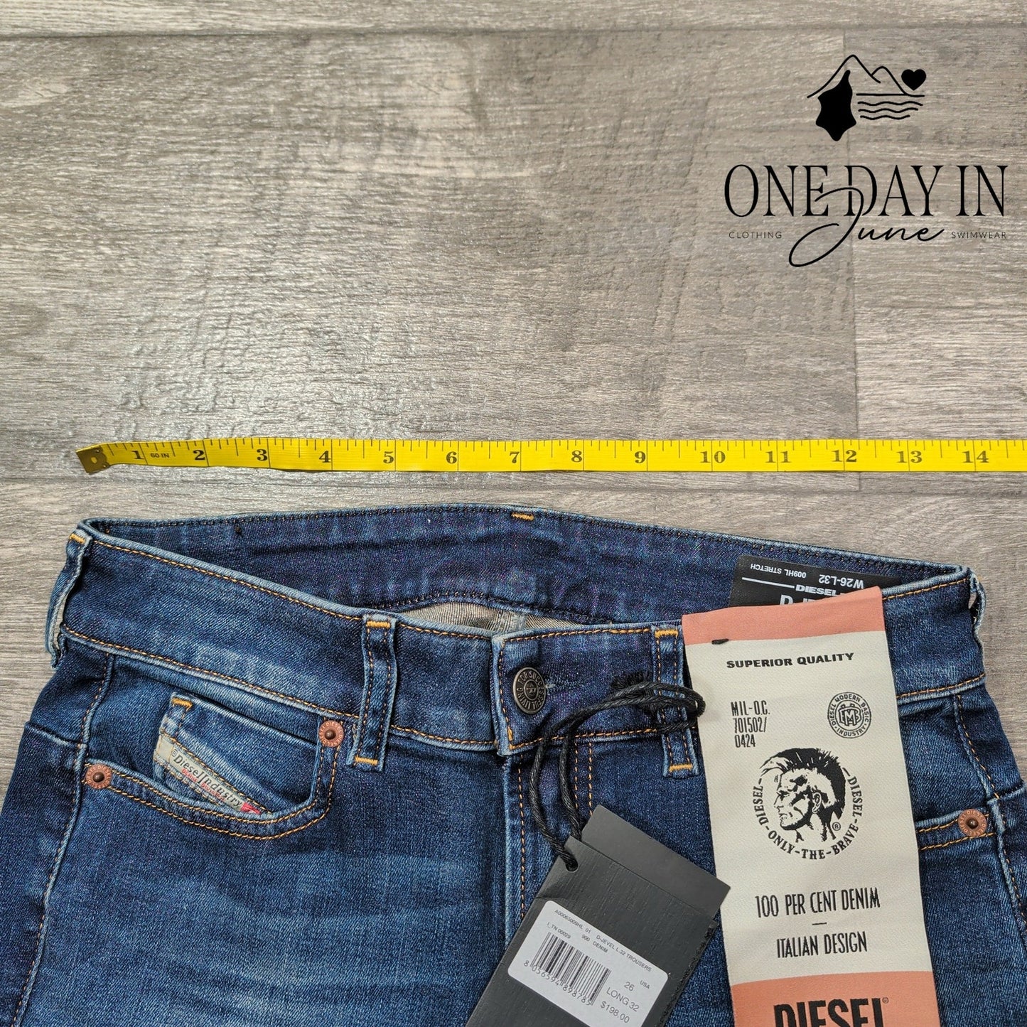 Diesel Industry D-Jevel Jeans Slim Low Rise Blue Denim NWT $198 Size 2 (26)