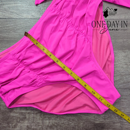 Blooming Jelly Halter Cross Front Tie High Waist Bikini Swimsuit Size XL