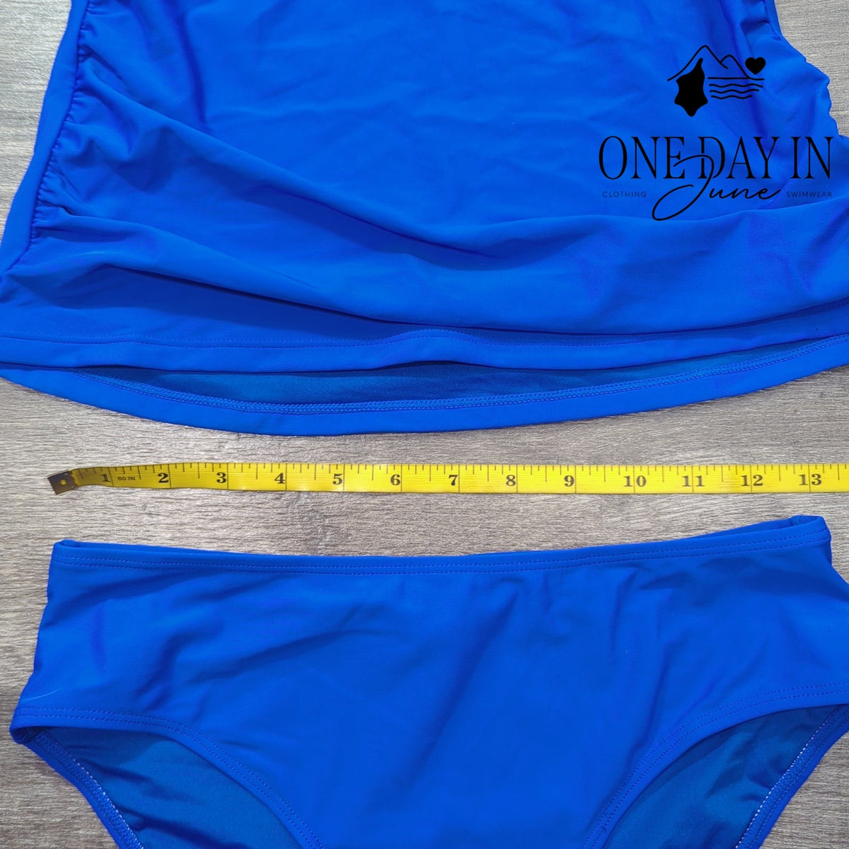 Yonique Halter Tankini Swimsuit Royal Blue Ruched Two Piece NWT Size S