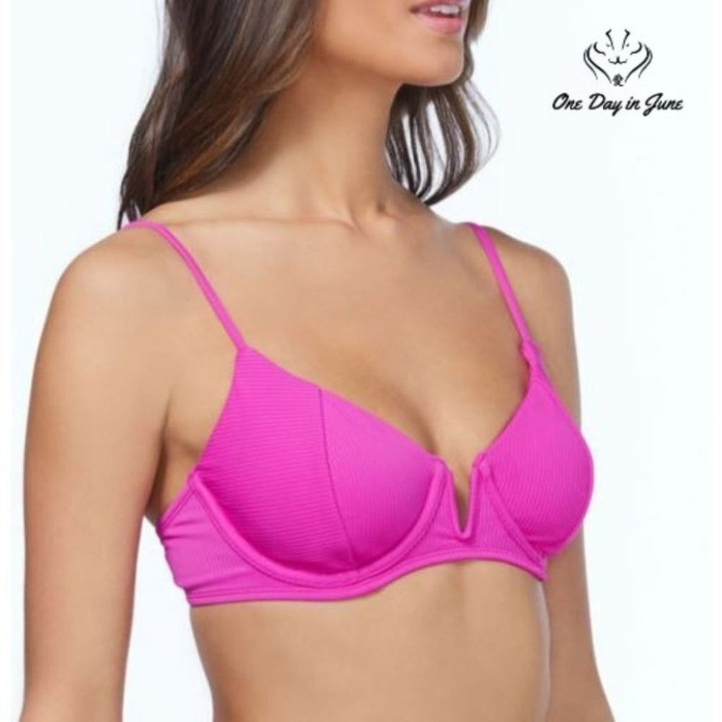Ambrielle Ribbed Bra Bikini Top Size L