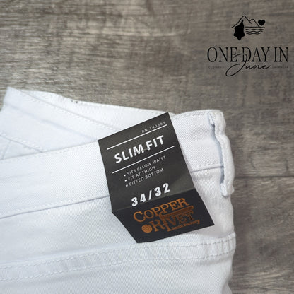 Copper Rivet Slim Fit Distressed Jeans Size 34X32