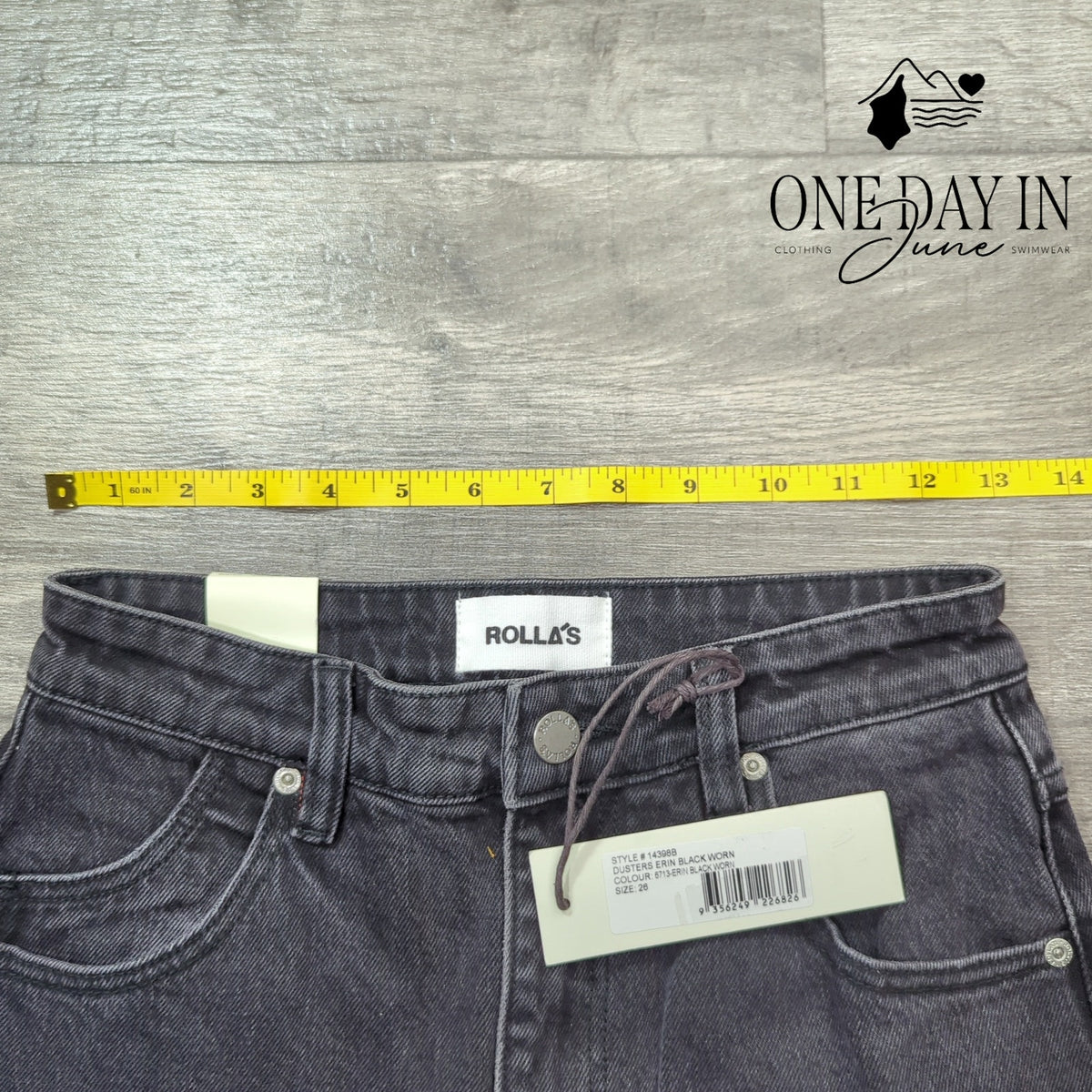Rolla's Erin Dusters High Rise Slim Distressed Jeans Black NWT Size 2 (26)