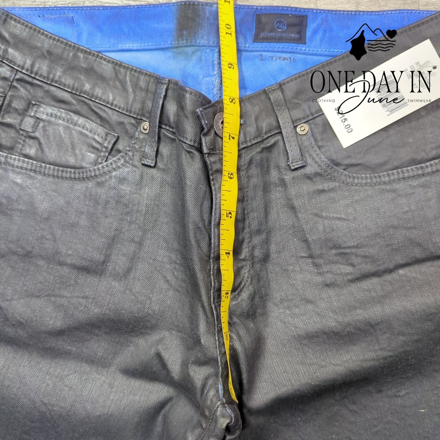 AG Adriano Goldschmied Coated Denim Straight Leg Jeans Size 27 (4)