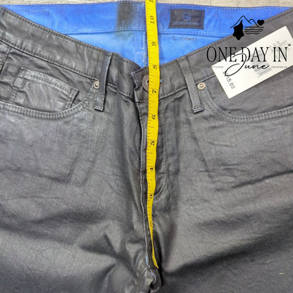 AG Adriano Goldschmied Coated Denim Straight Leg Jeans Size 27 (4)