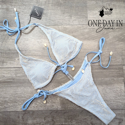 Zaful High Cut Tie Side Tie Back Bikini Swimsuit Size S