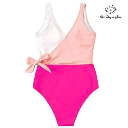 Sweatyrocks V Neck Color Block One Piece Swimsuit Size M