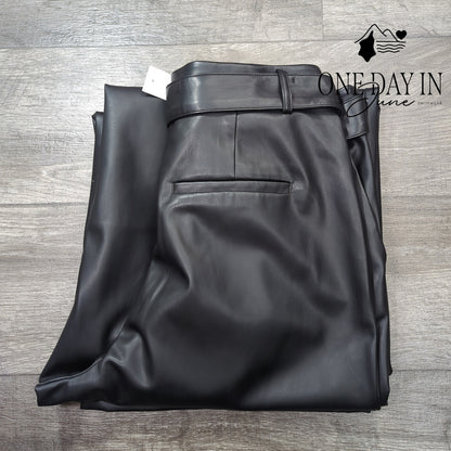 Loft High Waist Wide Leg Faux Leather Pants Size 14