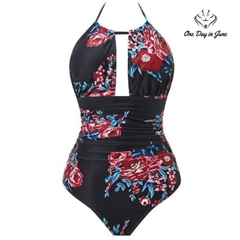 I2crazy Deep V Neck Halter One Piece Swimsuit Size M