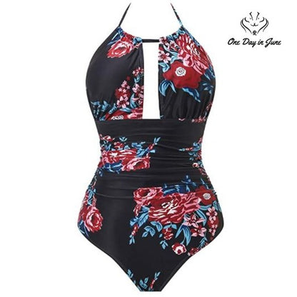 I2crazy Deep V Neck Halter One Piece Swimsuit Size M