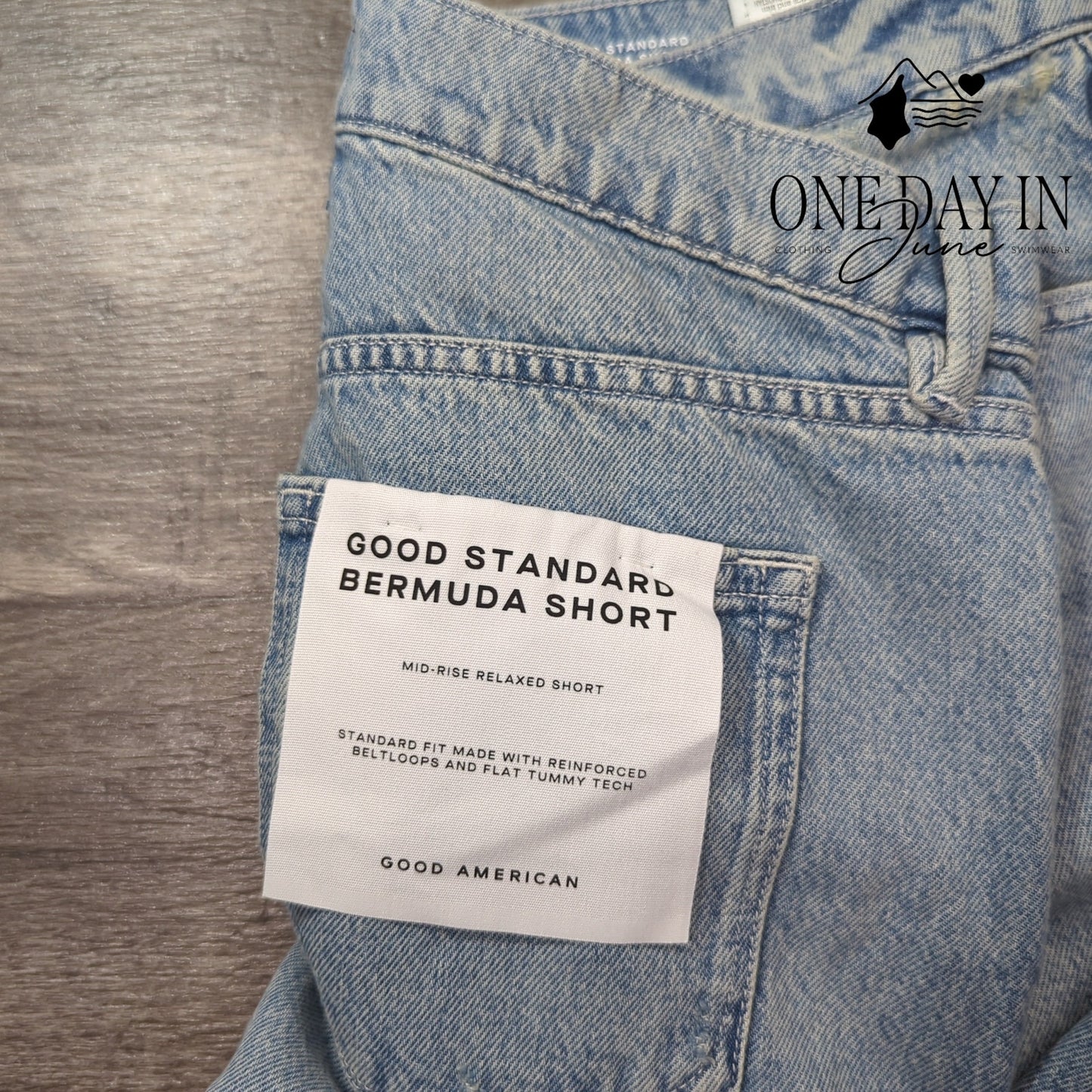 Good American Good Standard Raw Hem Bermuda Shorts Size 8