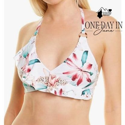 La Blanca Floral Underwire Bikini Top Size 14