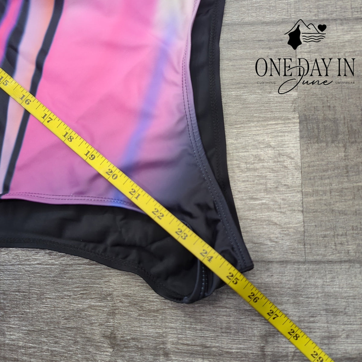 CharmLeaks Crossback One Piece Swimsuit Black Pink Abstract Stripe Size S