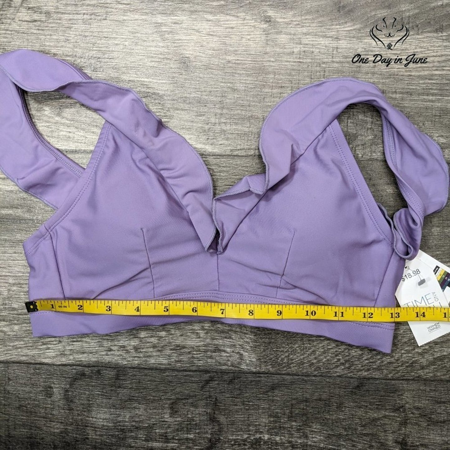 Time & True Ruffle Edge Bikini Top Size S