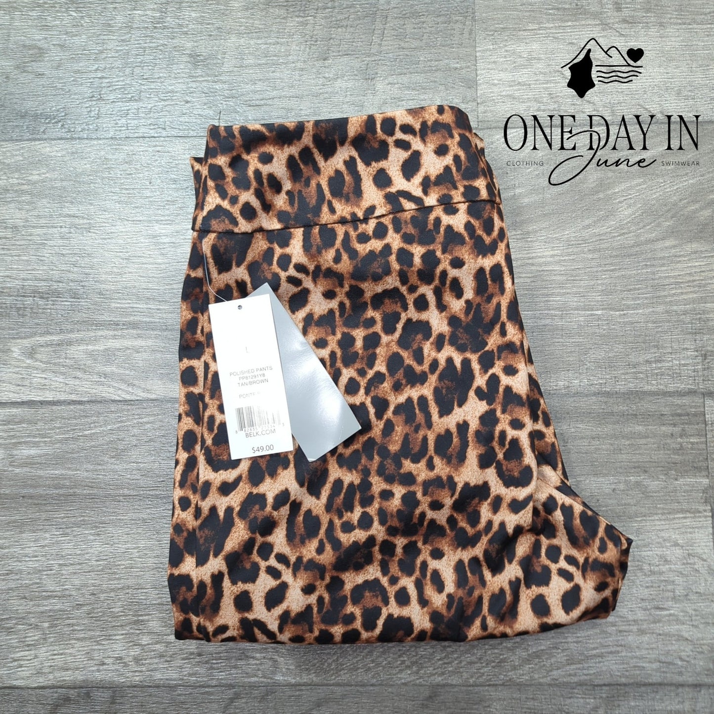 New Directions Leopard Polished Pants Size L
