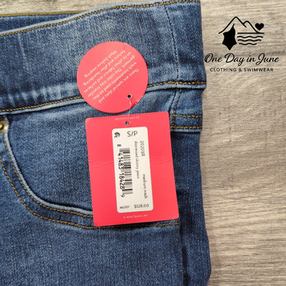 Spanx Distressed Skinny Ankle Jeggings Pull On Jeans Medium Wash NWT Size S