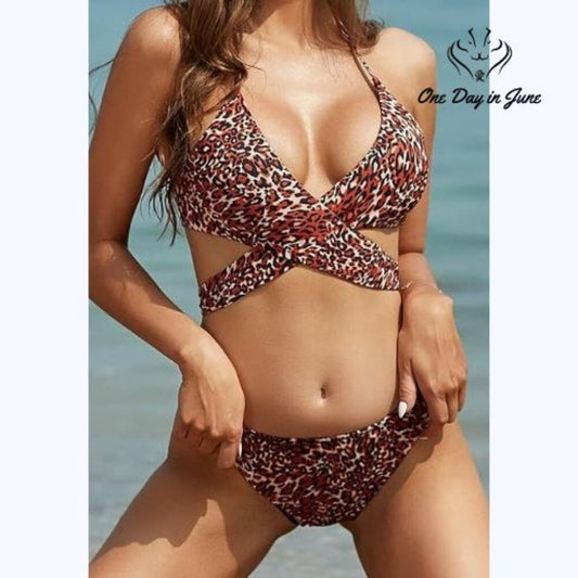 Shekini Halter Bandage Bikini Swimsuit Size M