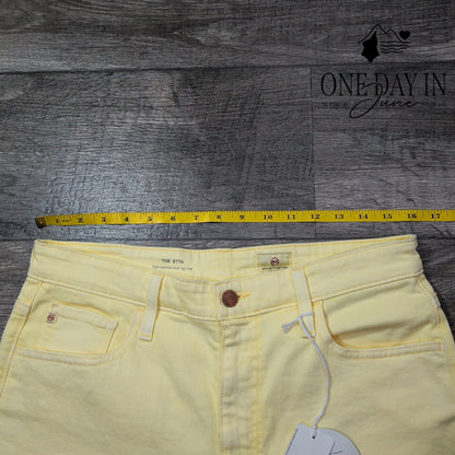 AG Adriano Goldschmied The Etta Wide Leg Crop Jeans Yellow NWT Size 4 (27)