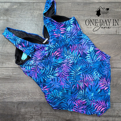 Aqua Eve Plus Size Tropical One Piece Swimsuit Size 20W