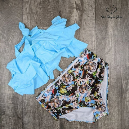 Heat Move Retro Flounce High Waist Bikini Swimsuit Size XXL