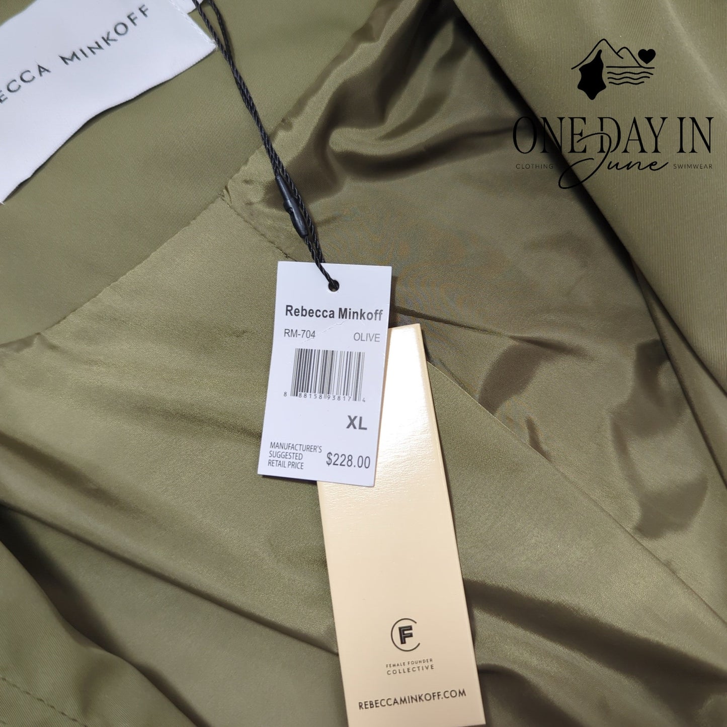 Rebecca Minkoff Belted Funnel Neck Trench Coat Olive Green NWT $228 Size XL