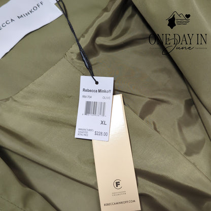 Rebecca Minkoff Belted Funnel Neck Trench Coat Olive Green NWT $228 Size XL