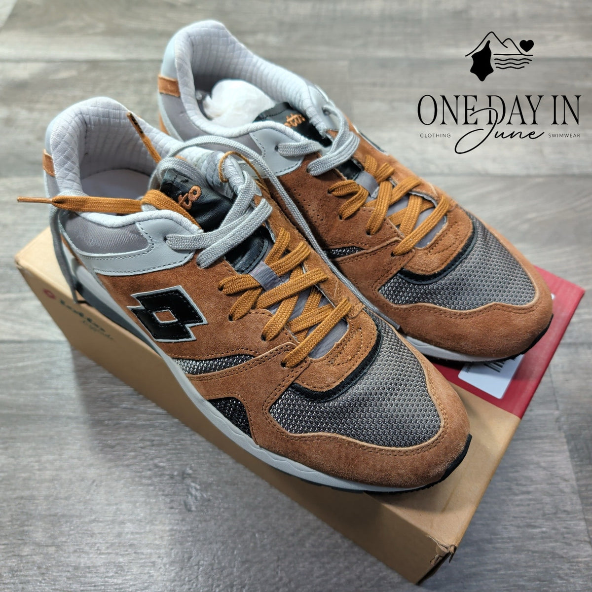 Lotto Leggenda Marathon T7388 Suede Mesh Sneakers Brown Gray Black NWT Size 10