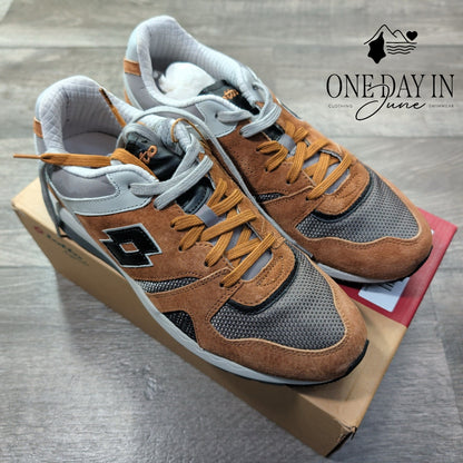 Lotto Leggenda Marathon T7388 Suede Mesh Sneakers Brown Gray Black NWT Size 10