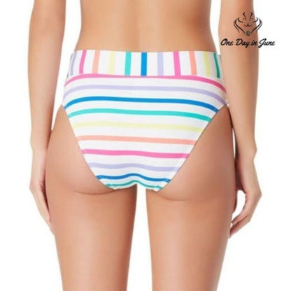 Sugar Beach Striped High Waist Bikini Bottom Size M