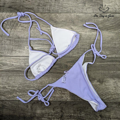 ODIJ Ribbed Triangle Brazilian Bikini Swimsuit Size M