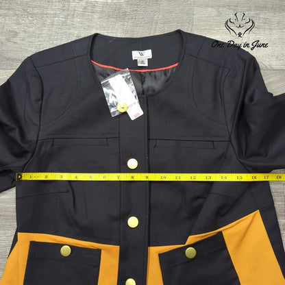 Worthington Jacket Black Venetian Gold Colorblock Mod Blazer NWT Size M