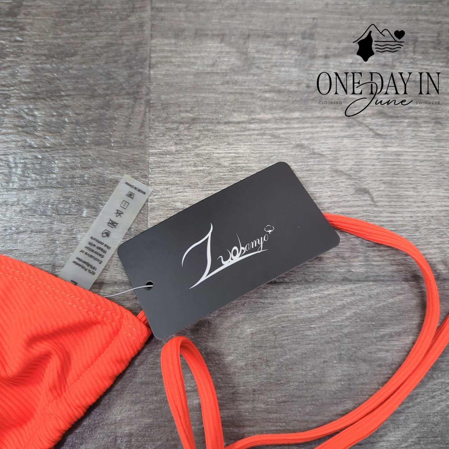 Zuobango Ribbed Adjustable Triangle Tie Side Bikini Swimsuit Size L