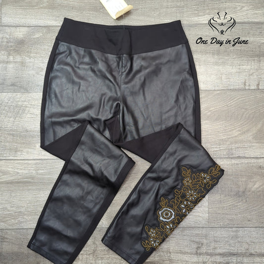 G by Giuliana Faux Leather Embellished Legging Pants Size 10