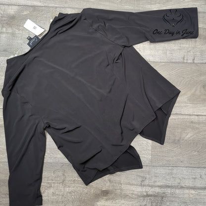 Connected Apparel Long Sleeve Open Front Coverup Top Black NWT Size L