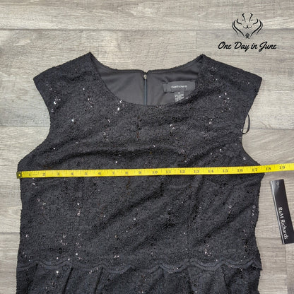 R&M Richards Sequin Lace Cocktail Dress Black Sleeveless NWT Size 12
