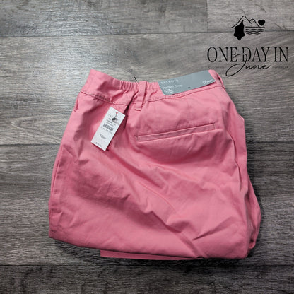 Talbots Perfect Crop Pants Pink Slim Leg Button Hem NWT Size 16WP