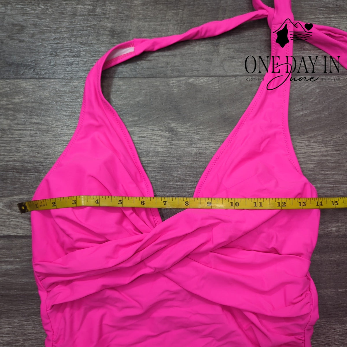 Suuksess Cross Front Halter One Piece Swimsuit Hot Pink Ruched Size M