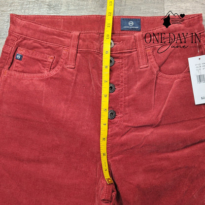AG Adriano Goldschmied Corduroy Straight Leg Pants Rust Red NWT Size 4 (27)