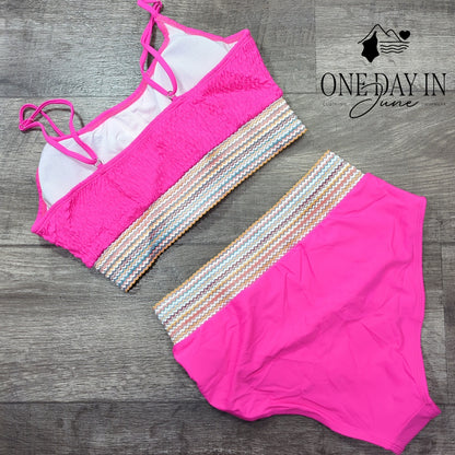 Blooming Jelly High Waist Crop Bikini Swimsuit Size L