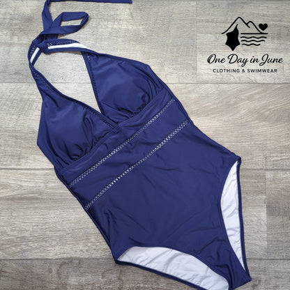 Tempt Me Halter V Neck One Piece Swimsuit Size M