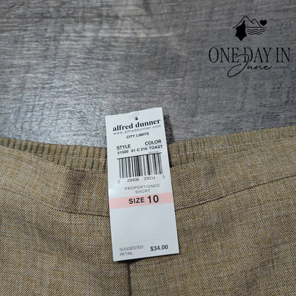 Alfred Dunner City Limits Pull On Pants Toast Tan NWT Size 10