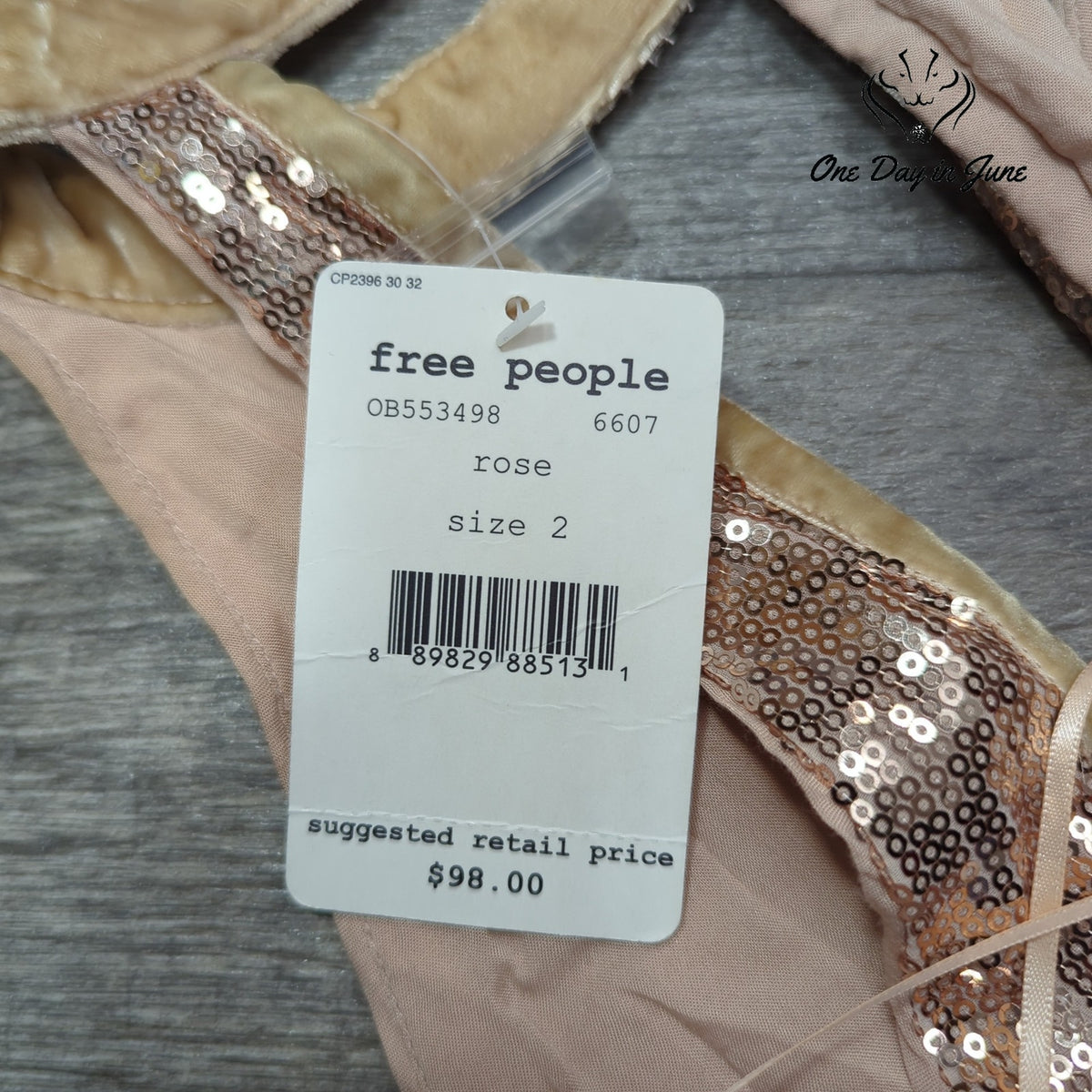 Free People Film Noir Sequin Halter Mini Dress Rose Gold Open Back NWT Size 2