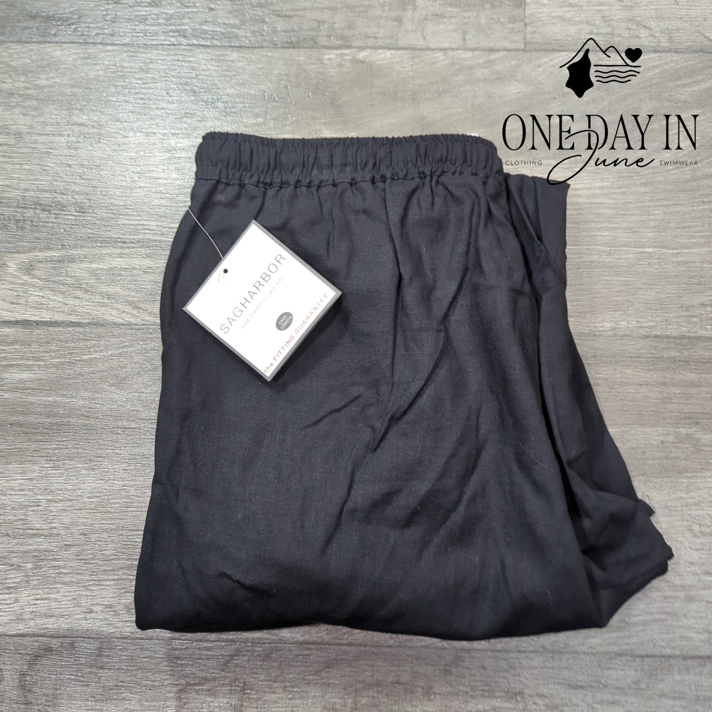 Sag Harbor Petite Pull On Crop Linen Pants Size S