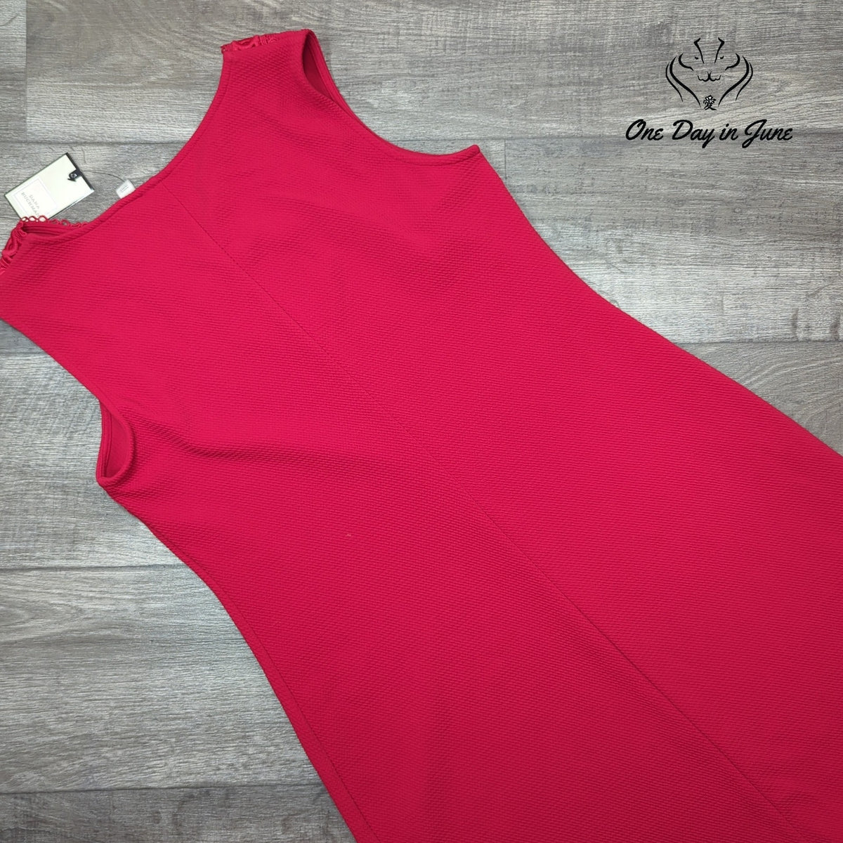 Dana Buchman Sleeveless Shift Dress Fashion Red Crochet V Neck NWT Size M