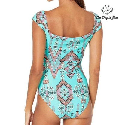 Mae Annie Off Shoulder One Piece Swimsuit Size M
