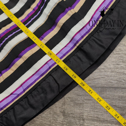 White House Black Market Striped Pleated A-Line Skirt Black White Purple Size 8