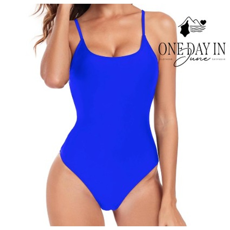 Relleciga Cheeky High Cut One Piece Swimsuit Royal Blue NWT Size S